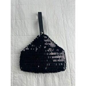Wild Fable Black Sequin Triangle Clutch Handbag Wristlet Evening‎ Bag